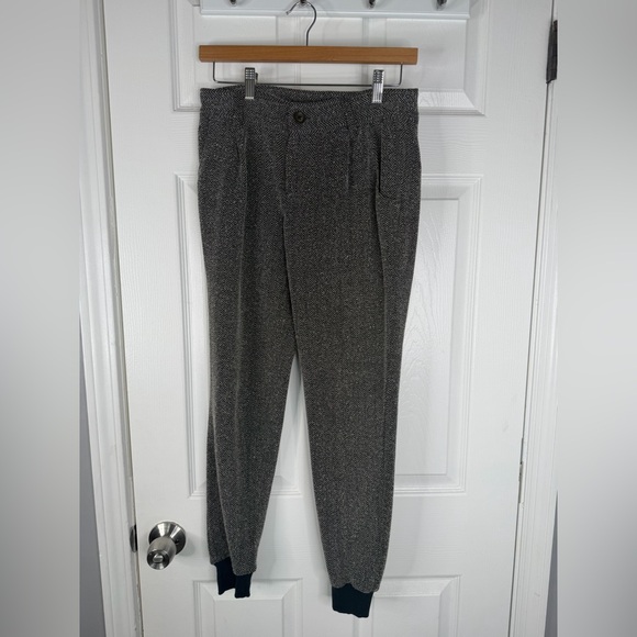 Sz 0 Free People Gray Herringbone Jogger Pants Pleated Trousers $158 MSRP - Picture 2 of 11